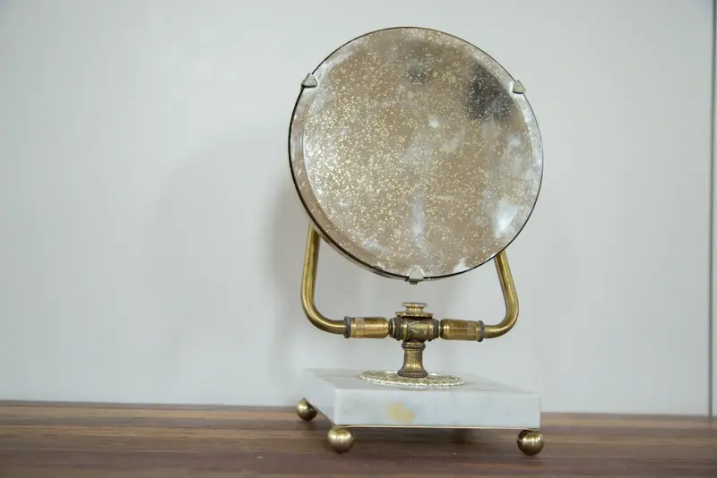 Mid Century Marble Base Hollywood Mirror