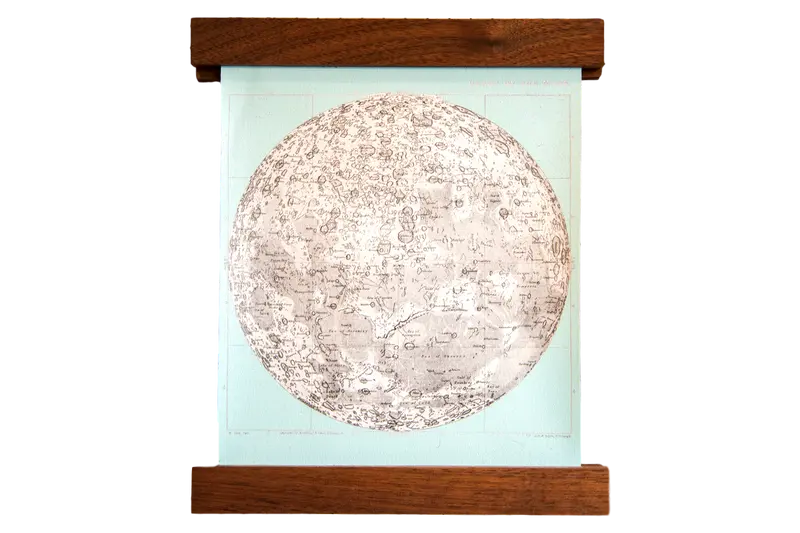 Mini Moon Chart Art Print Canvas Light Aqua