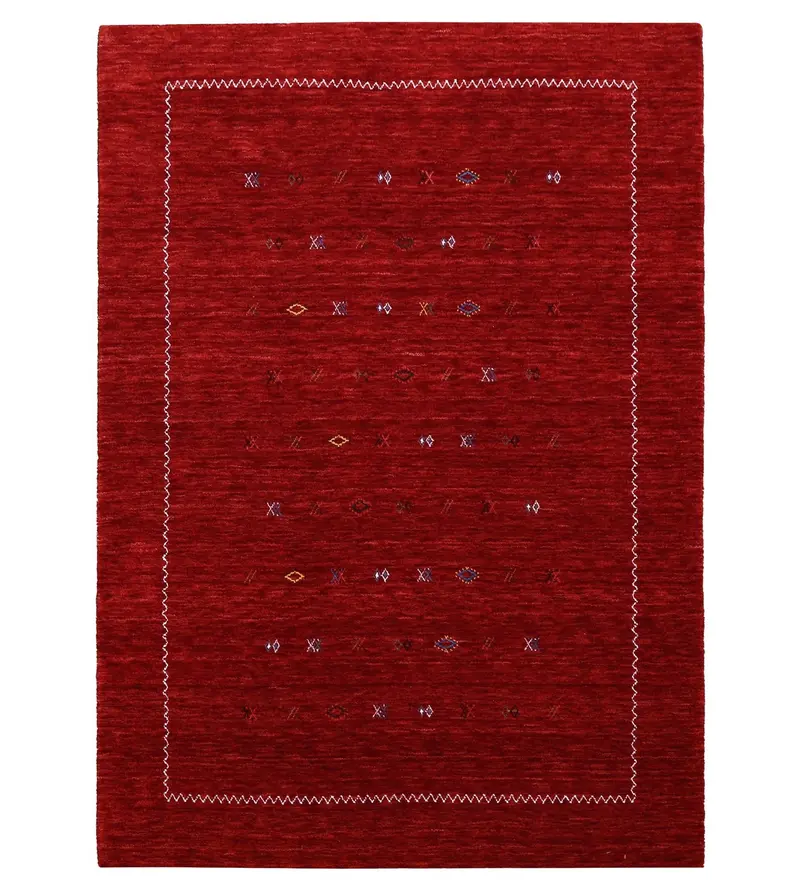 Modern Design Red Hand Loomed Wool Area Rug