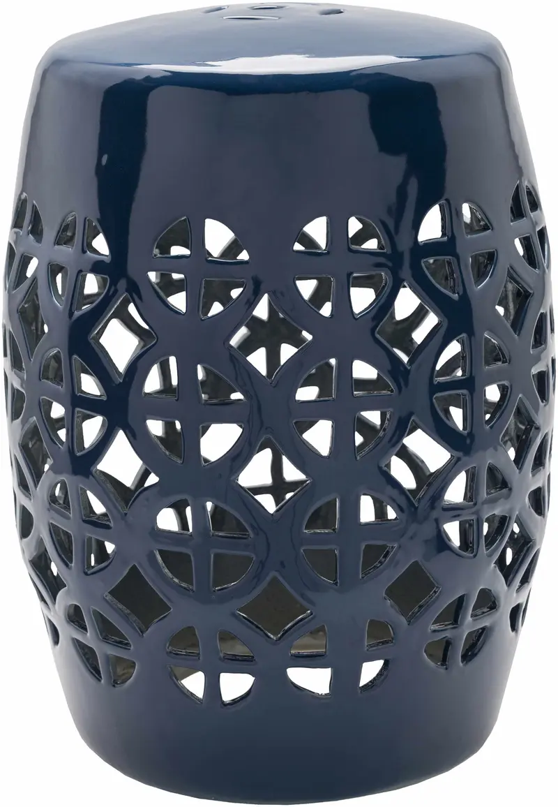 Navy Blue Ceramic Outdoor Stool