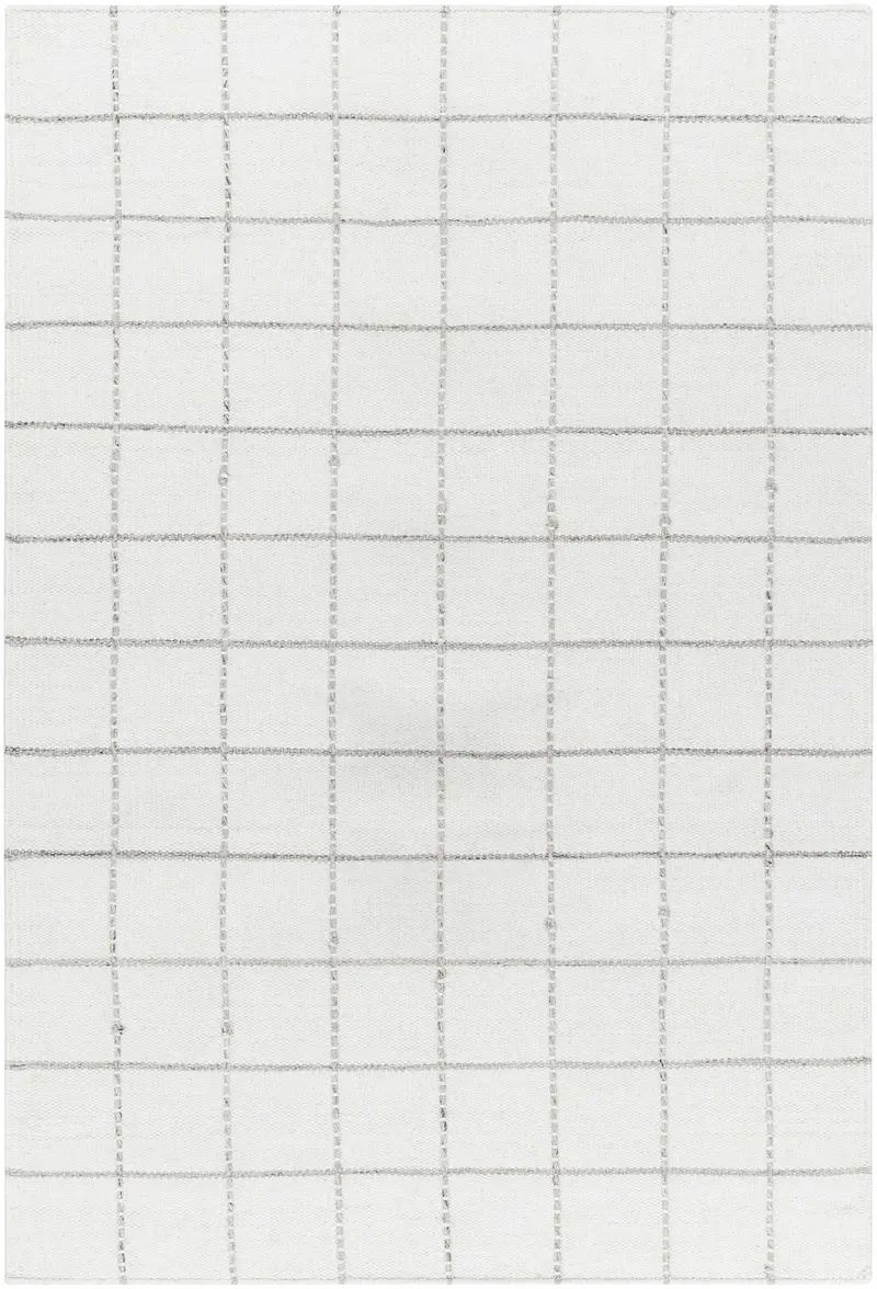 Nissa White Gray Checkered Wool Rug