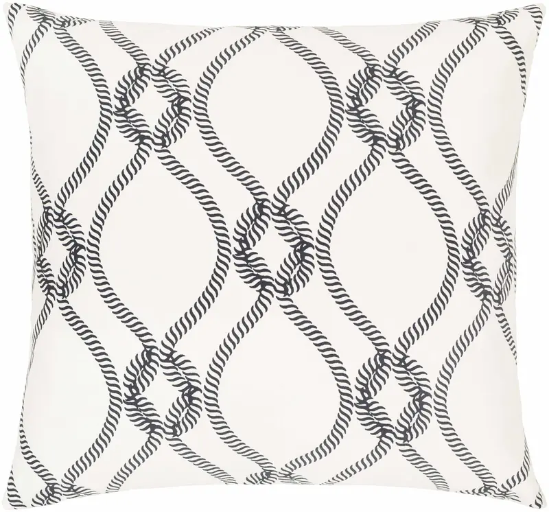 Noyes Ivory Rope Design Throw Pillow - Clearance