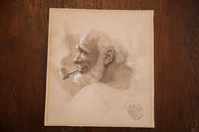 Old Smiling Man with Pipe