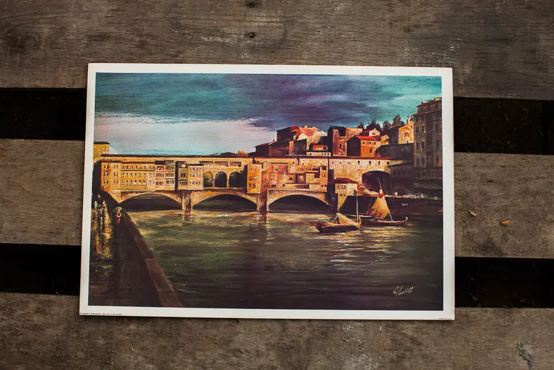 Ponte Vecchio Italy Lithograph