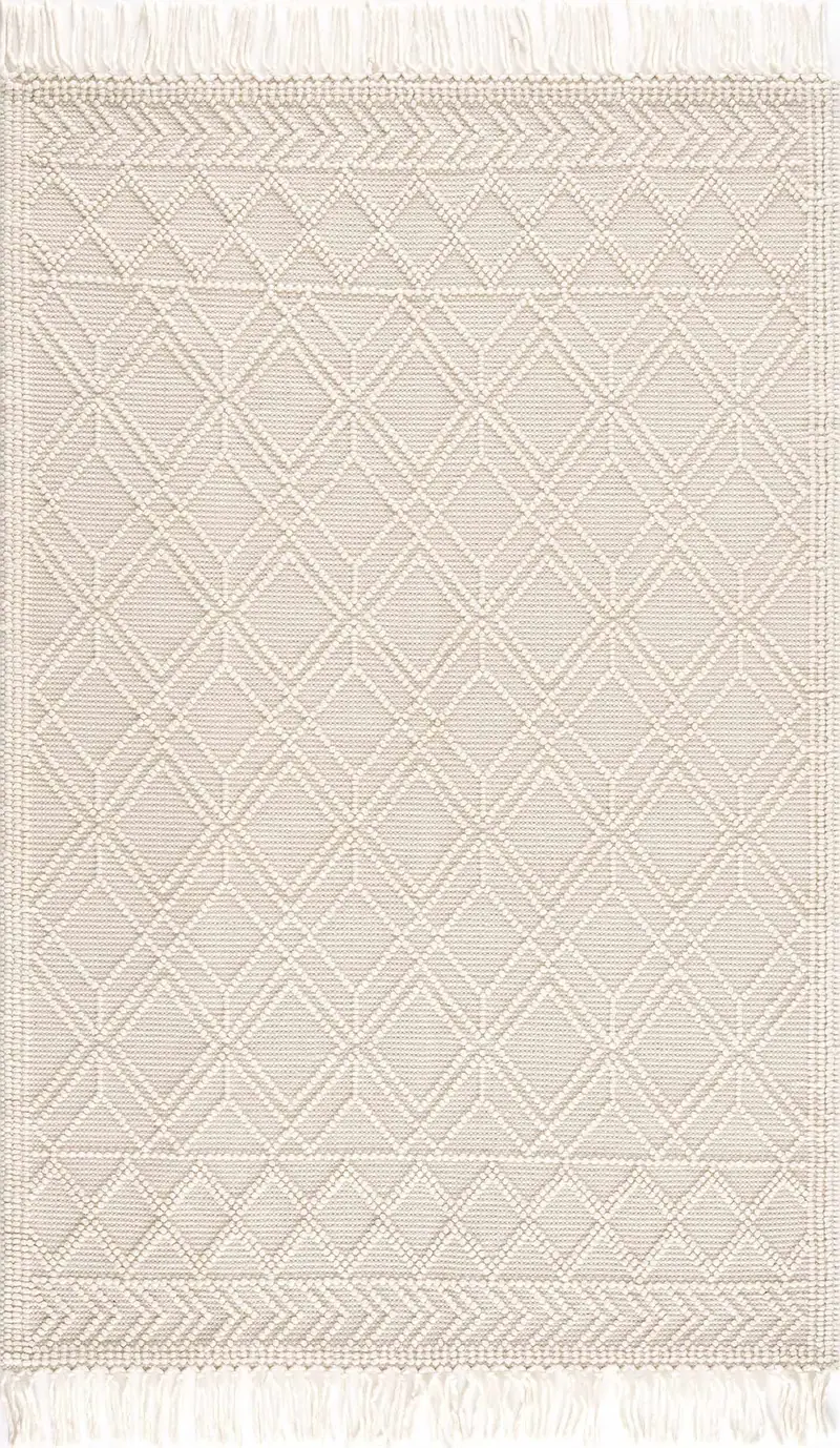 Ramsbury Beige Trellis Wool Rug