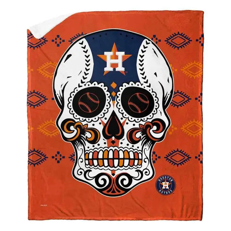 MLB Houston Astros Candy Skull Silk Touch Sherpa Throw Blanket 50x60 Inches
