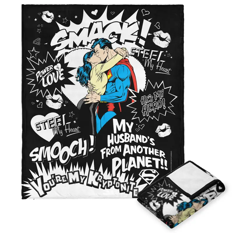 Warner Bros. Superman Many Kisses Silk Touch Throw Blanket 50x60 Inches