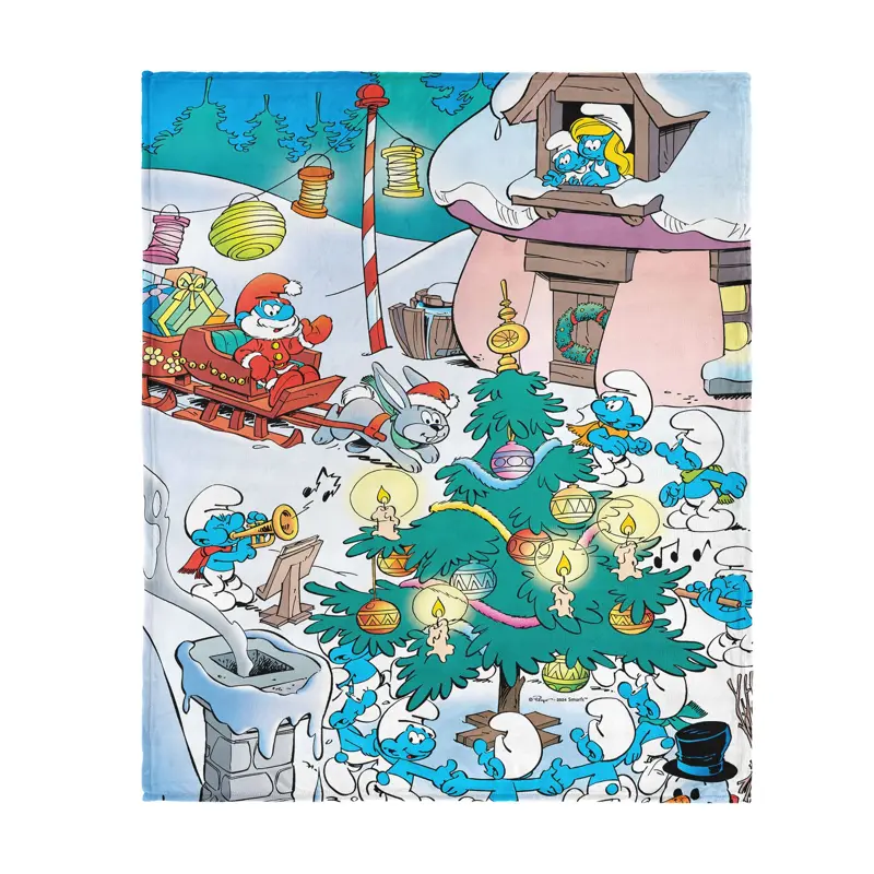 Smurfs Winter Bash Silk Touch Throw Blanket 40×50 Inches