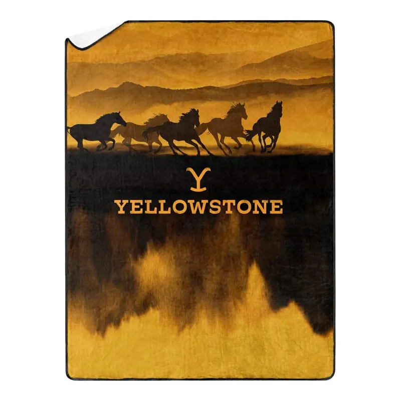 Paramount Yellowstone Wild Horses Silk Touch Sherpa Throw Twin Size 60x80 Inches