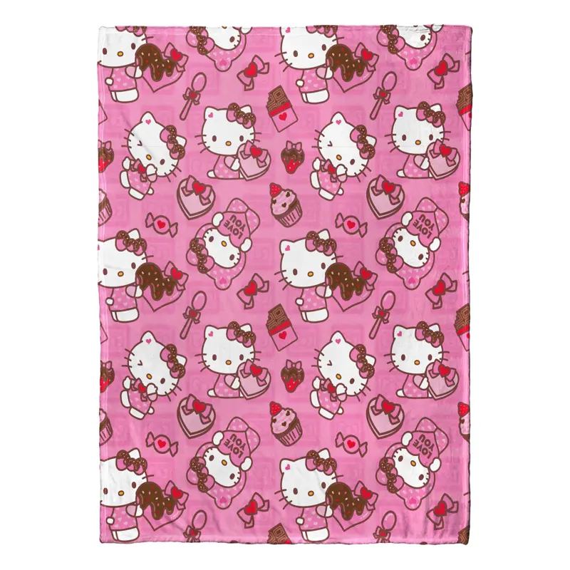 Sanrio Hello Kitty Love You Much Silk Touch Throw Blanket 50x70 Inches