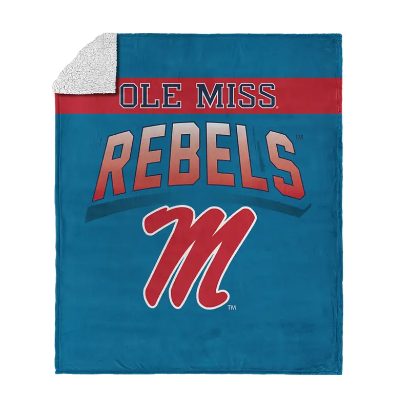 Ole Miss Rebels NCAA Bevel Silk Touch Sherpa Throw Blanket 50x60 inches