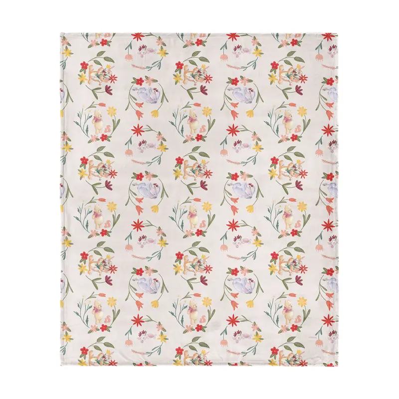 Winnie The Pooh Floral Wreath Silk Touch Throw Blanket 50x60 Inches