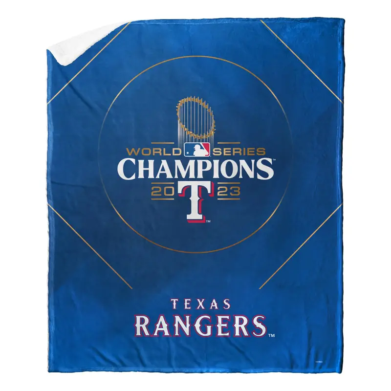 MLB Texas Rangers 2023 WSC Glory Silk Touch Sherpa Throw Blanket 50 x 60 Inches
