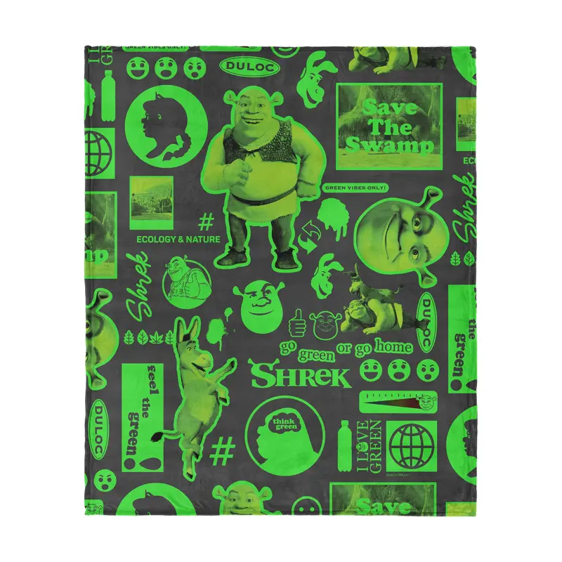 Shrek Go Green Pattern Silk Touch Throw Blanket 50x60 inches
