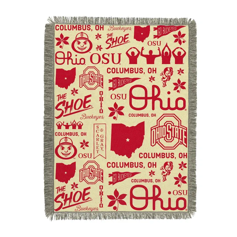 NCAA Ohio State Buckeyes Mapping Woven Tapestry Throw Blanket
