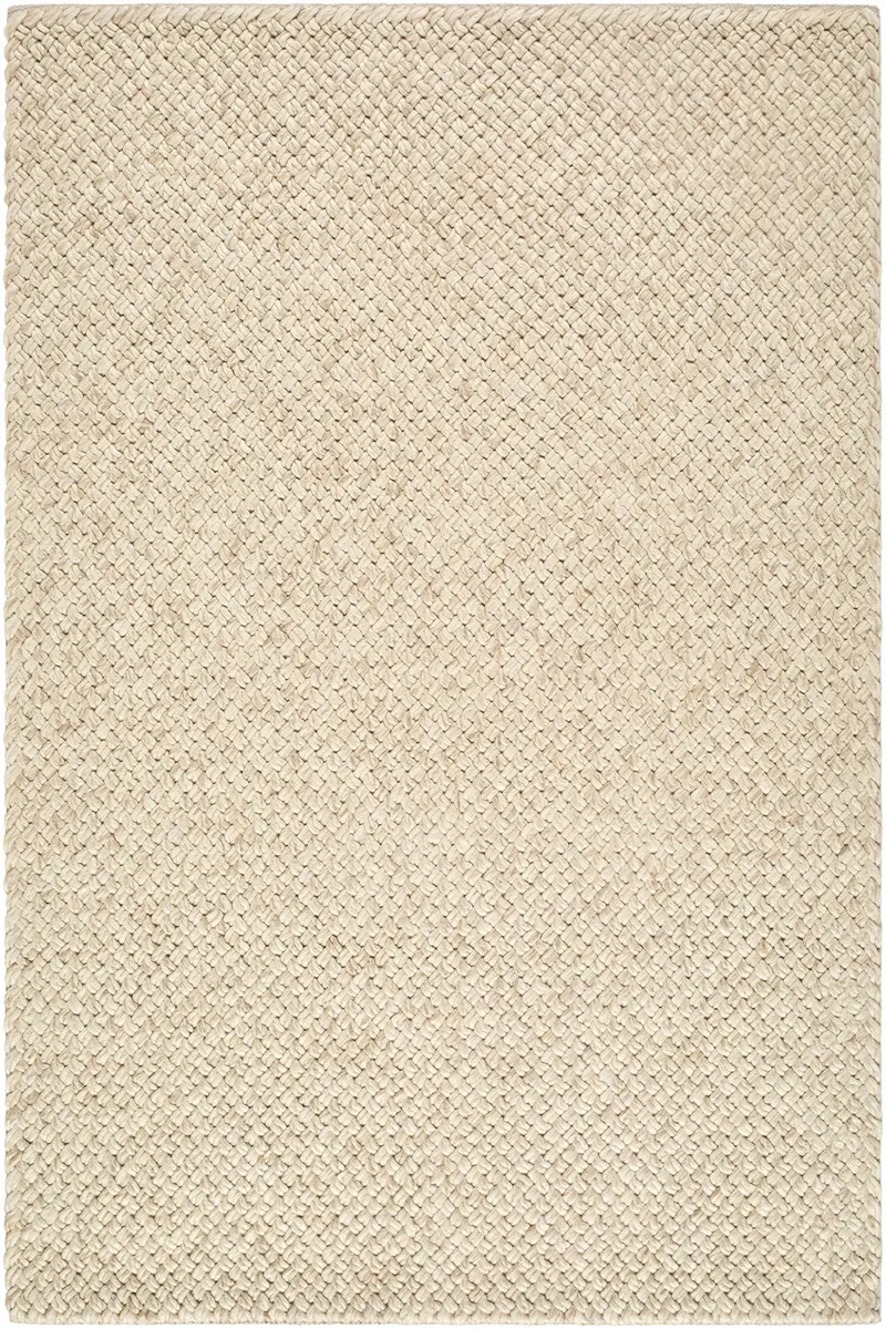 Rowue Ivory Solid Hand Woven Wool Area Rug