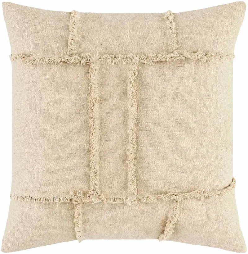 Seme Beige Cotton Throw Pillow