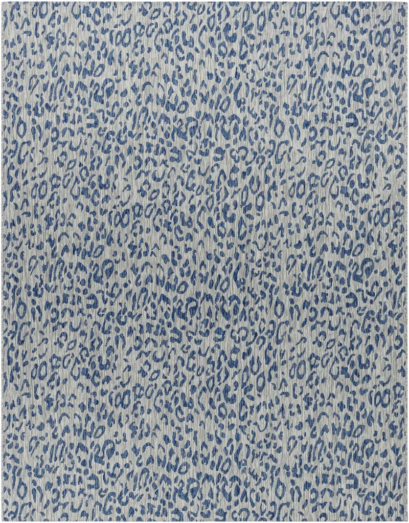 Skipsea Blue Leopard Performance Outdoor Rug