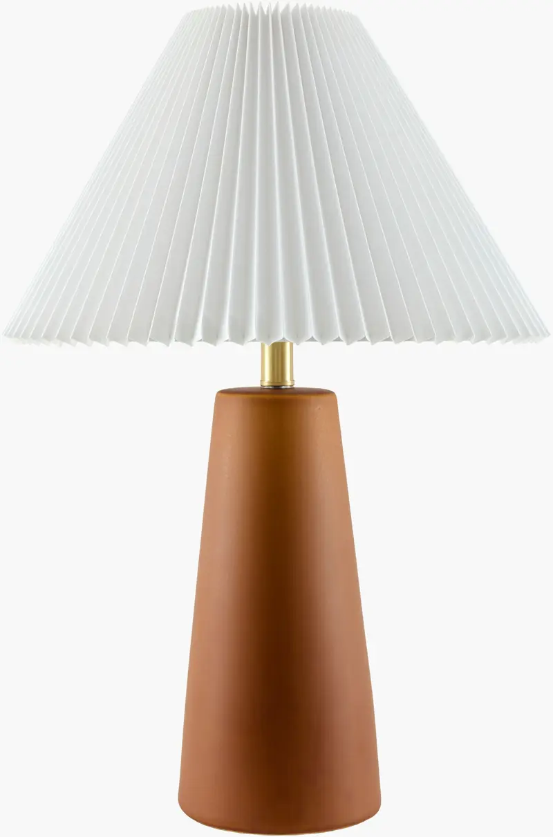 Terracotta Cone Table Lamp with Pleated Shade