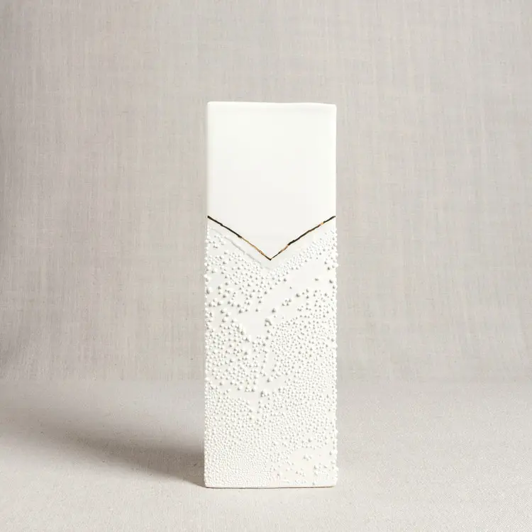Textured Rectangular Porcelain Vase