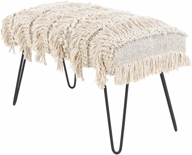 Tugbong Boho Fringe Knit Bench - Clearance