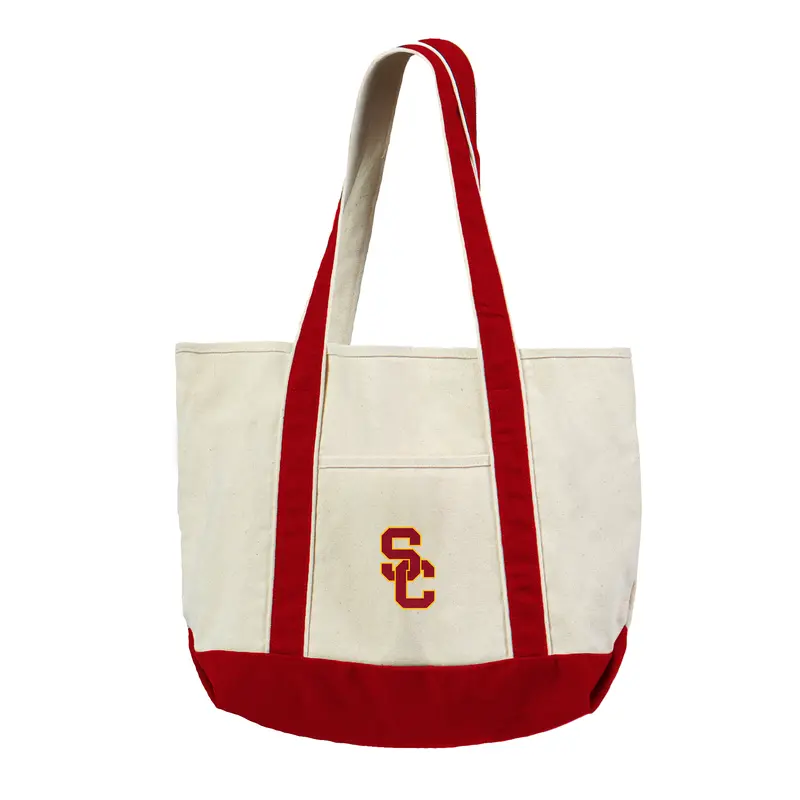 USC Trojans NCAA Canvas Tote With Colored Strap