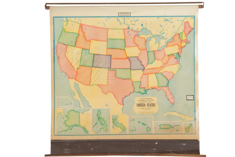 Vintage 1930s Crams Pull Down Map