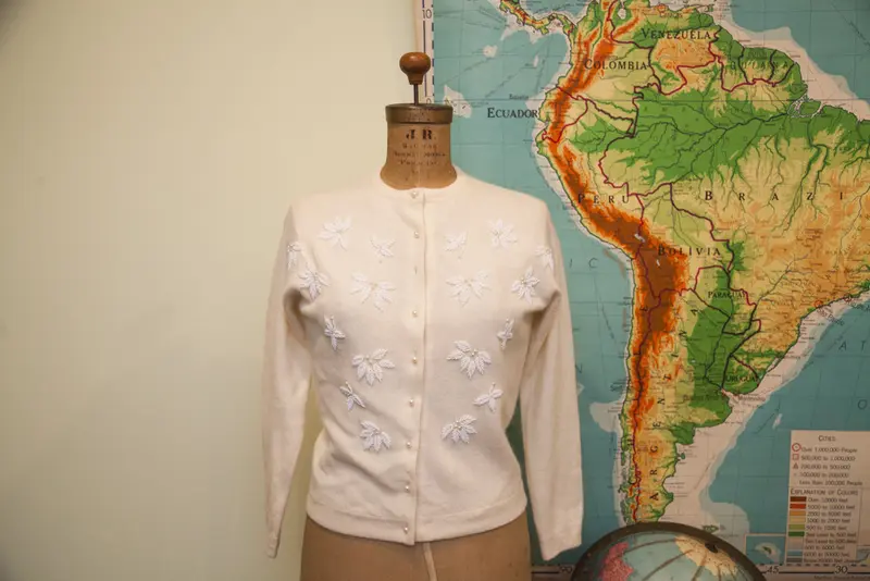 Vintage 50s Beaded Lambswool Angora Sweater