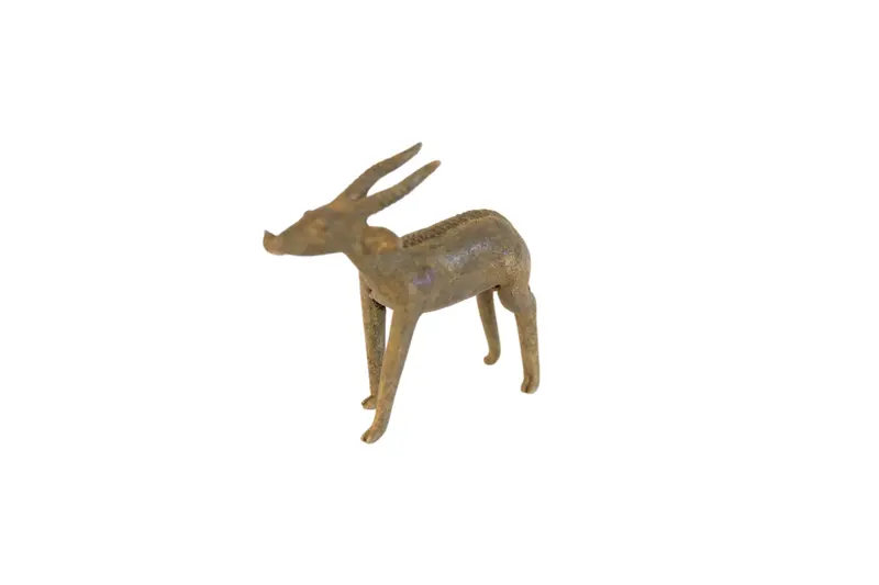 Vintage African Antelope with Leaf Sculpture