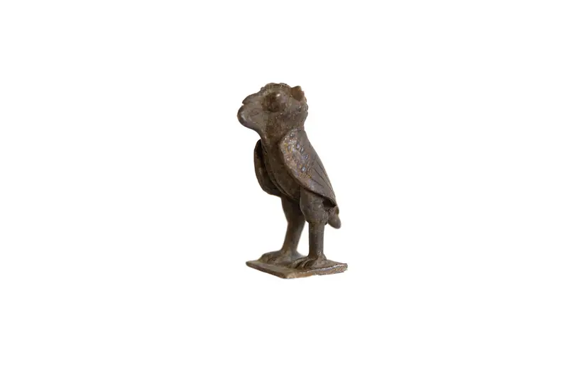 Vintage African Bronze Owl with Snake