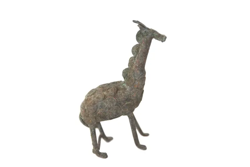 Vintage African Chubby Oxidized Copper Giraffe