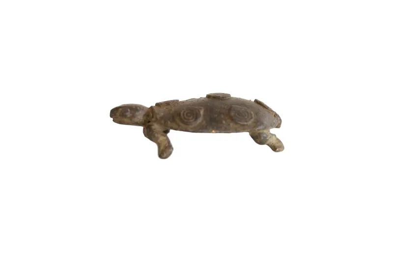Vintage African Dark Bronze Imperfect Circle Back Turtle