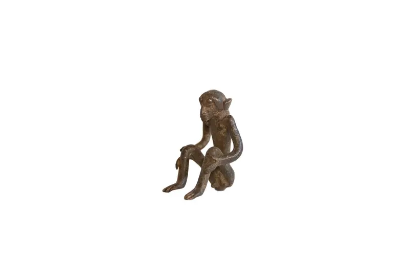 Vintage African Dark Bronze Sitting Monkey