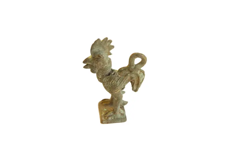 Vintage African Oxidized Bronze Rooster Pendant