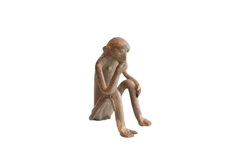 Vintage African Sitting Monkey Figurine