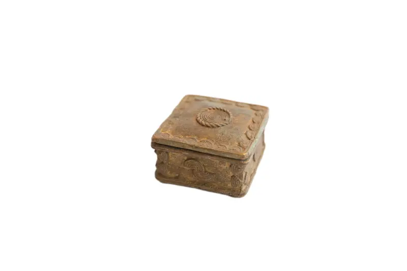 Vintage African Square Box with Circular Design