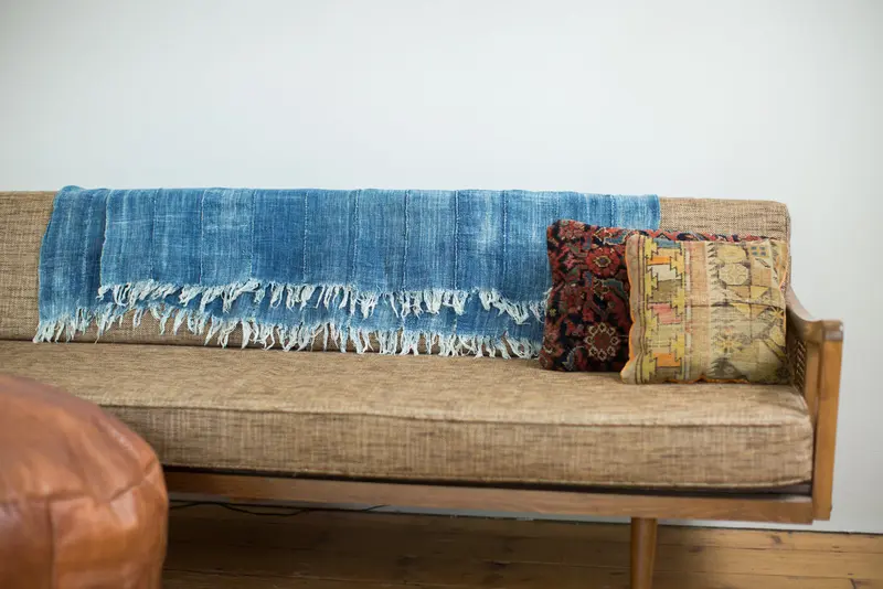 Vintage Denim Batik Throw