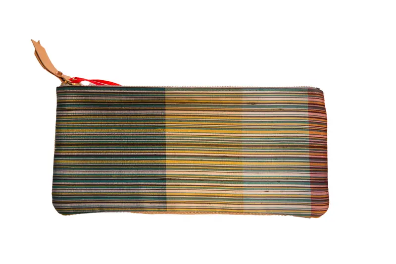 Vintage Green Como Stripe Fabric Clutch