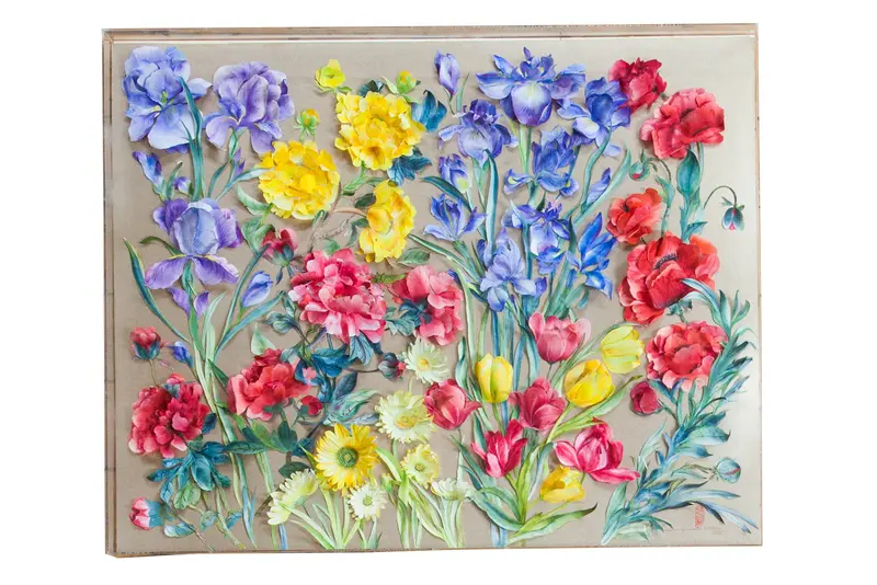 Vintage Handmade 3D Flower Art