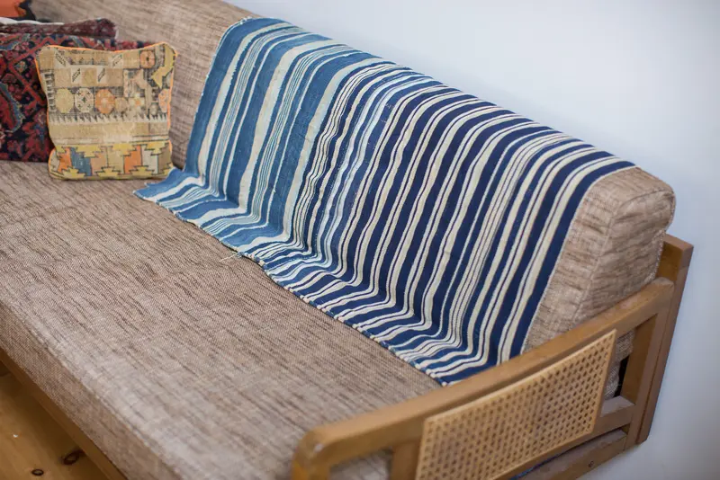Vintage Indigo Stripe Throw