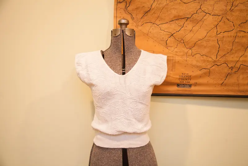 Vintage Knit White Crop Top