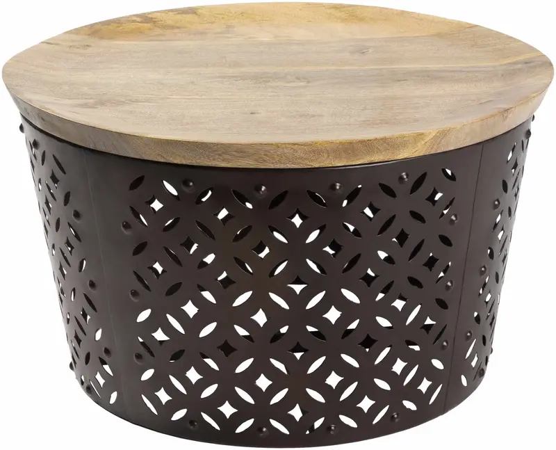 Wallan Rustic Metal Wood Coffee Table