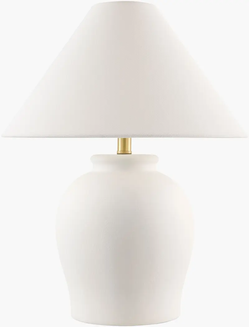 White Ceramic Table Lamp with Cone Shade