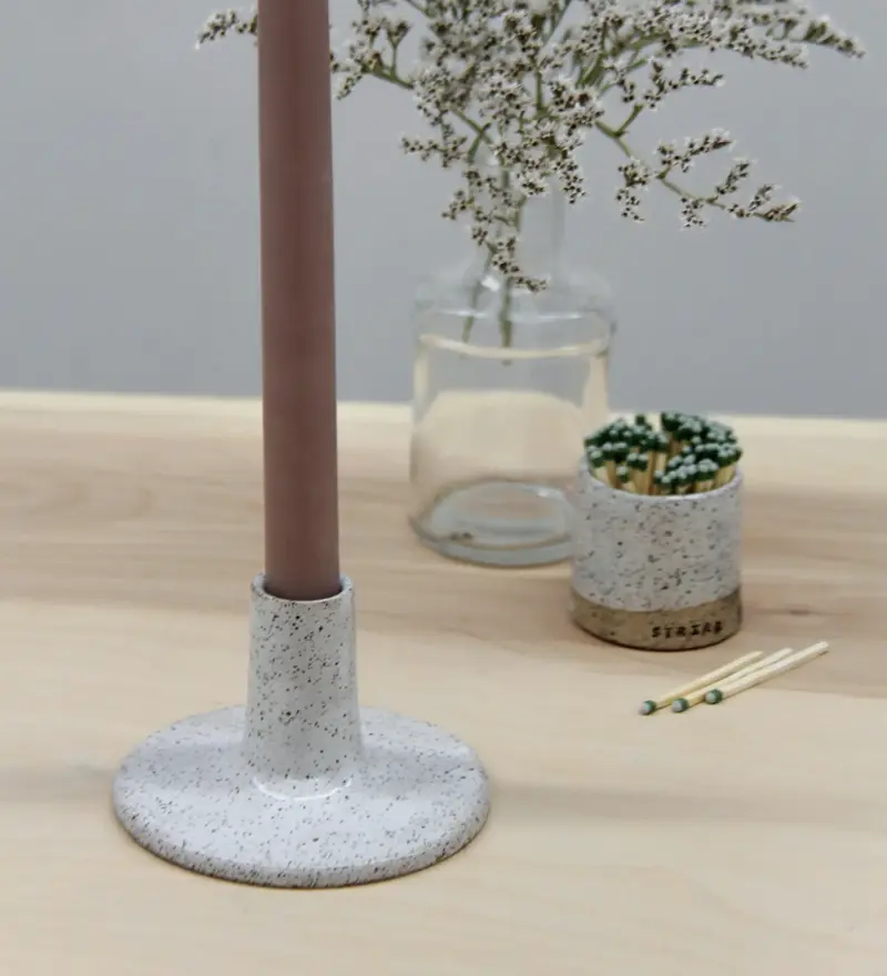 Wide Ceramic Candle Taper Holder