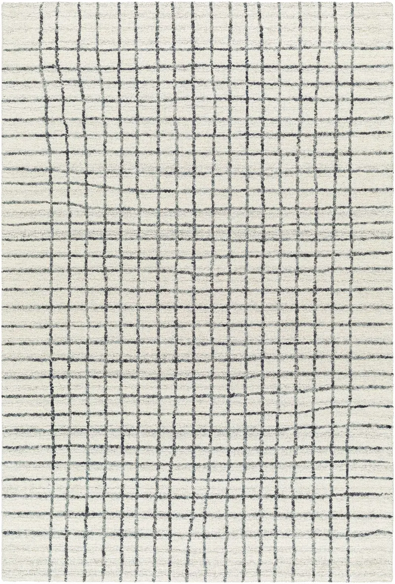 Yates White Grid Wool Area Rug - Clearance